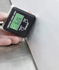 Digital Level Box And Angle Finder With Slick Magnetic Base And Backlit LCD Screen For Table Saw Miter Saw Blade Setup And Zero Sweat Bevel Cuts That Get Your Blades Dead On For Any Weekend Warrior Shop Build Black; displaying an angle reading of 62.6 degrees on a metallic surface.