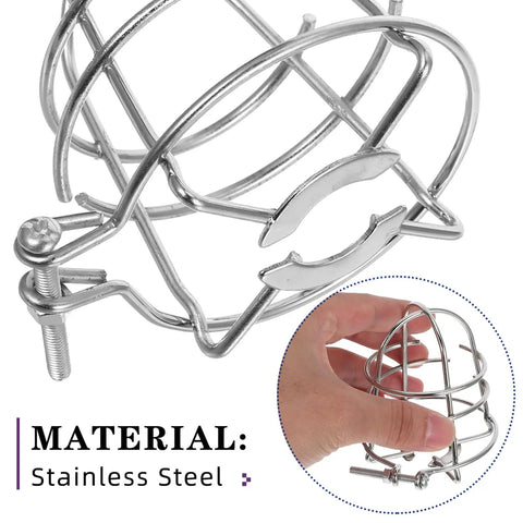 Rock Solid Fire Sprinkler Head Protector Cages 2 Pack made of stainless steel, showing detailed close-up from angled view.