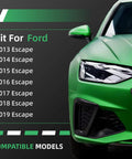 Green car compatible with Ford Escape 2013-2019 models, highlighting Ford Escape Front Lower Control Arm With Ball Joint 2 Piece Set.