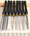 Top Notch Eight Piece Wood Lathe Chisel Set Featuring Razor Sharp High Speed Steel Blades And Tough Beech Handles That Grip Tight For Hella Durable Turning Mastery with various chisel types.