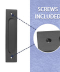 2 Pack 7 Inch Flush Pulls For Barn Doors Recessed Handle with mounting holes, matte black stainless steel construction, screws included