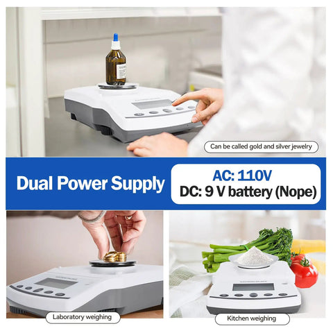 No Nonsense Ultra Precise 500g X 0.001g Pro Grade Analytical Balance Scale with Windshield and RS232 Data Interface in use