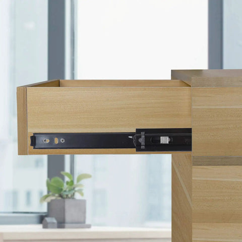Rugged 18 Inch Full Extension Drawer Slides With Ball Bearings For Side Mount Cabinets Four Pack Black Steel Rails, drawer partially extended.