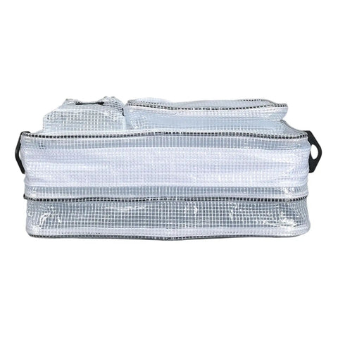 Rugged Antistatic Crossbody Bag For Engineers And It Crew To Slickly Haul Laptops And Cleanroom Gear Without Freaking Out About Static Spikes Or Temperature Swings On The Job, clear PVC, side view.