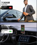 Image of a man charging his phone using the Hella Fast 75W USB C Car Charger With Three Ports Delivering PD 3.0 And QC 3.0 Power.