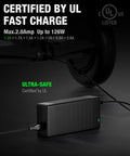 Fast 126W 63V 2A Charger With Four Prong Notched Connector For S Max Mini Pro Mini Lite And Gokart Kit Pro 2 Power Supply Lithium Battery Charger That Speeds Up Your Charge Time shown connected to a wheel