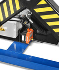 Detail of Heavy Duty Wireless Remote Control Double Scissor Hydraulic Lift Table With 4400 Lb Load Capacity, showing remote and hydraulic components.