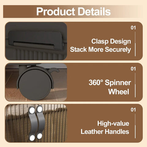 Close-up of collapsible stackable storage bins 580 Qt with door and lid, showing clasp design, wheels, and leather handles.