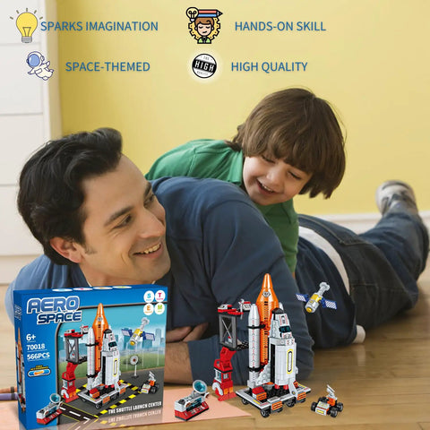 Space Rocket STEM Building Kit for Kids Ages 7 to 14 566 Plus Pieces to Build Your Own Rocket Ship Awesome Kid Friendly Hands On Educational Science Toy for Boys and Girls Perfect Christmas or Birthday Gift, blue boxed set