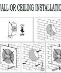 Installation guide for 6 Inch Wall Mounted Exhaust Fan For Garage And Home Use With Backdraft Damper Delivers 308 CFM For Quick Ventilation In Attic Basement And Commercial Spaces Heavy Duty And Energy Efficient 42W 110V White