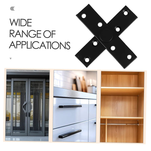 360 Degree Invisible Rotatable Hidden Pivot Hinge For Secret Doors And Bookcases, Heavy Duty Concealed Hinge In Stainless Steel, Sleek Design With Full Rotation For Modern Furniture And Cabinetry VILLCASE shown with various cabinet applications
