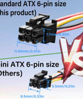 ATX 6 Pin To Dual SATA Power Adapter Cable 19.6 In Long One To Two SATA Power Splitter For HDD SSD And Optical Drive PC Build Extension Juiced Up Power Port Expansion, ATX 6-pin size connector