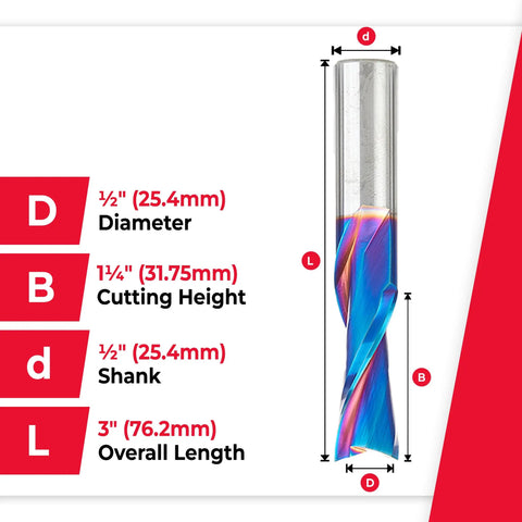 Solid Carbide Spektra Coated Spiral Plunge Router Bit Down Cut For Woodworking With Nanoco Coating For Heat Resistance