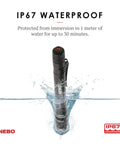 EDC Pen Light Flashlight 360 Lumens, Rechargeable USB or AAA Powered, Waterproof, submerged in water to show IP67 rating