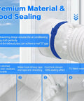 All In One Window Vent Kit For Portable AC And Dryer With Waterproof Seal showing blue strap and drawstring closure on hose