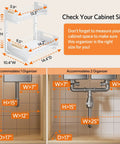 Sleek Two Tier Pull Out Under Sink Organizer For Kitchen Cabinets dimensions guide with adjustable height for cabinet spaces.
