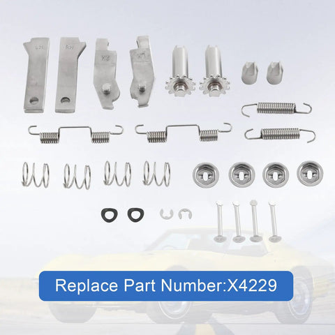 Components of Stainless Steel Parking Brake Hardware Kit For 1965 1982 Corvette C2 C3 LH and RH Left and Right Direct Replacement Replaces X4229