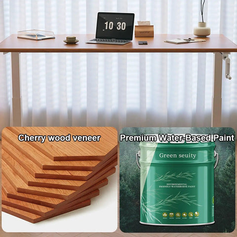 Get Your Posture Locked In With This Cherry Wood Manual Standing Desk And Straight Up Game Changing Crank Lift Mechanism For Home Offices Or Bedrooms Boasting A Foldable Handle And Massive Work Surface showcasing cherry wood veneer and premium water-based paint.