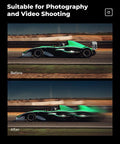 Before and after using 82mm Unilateral Blur Ghost Motion Filter for Camera Lens With Clear Optical Glass during a car race.