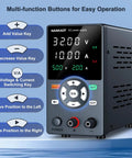 Variable 30V 10A Bench Power Supply With USB Fast Charging Port and Output Current Display, On Off Button, OCP Alarm