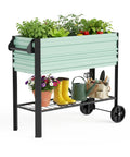 Galvanized Raised Garden Bed On Legs With Wheels For Easy Mobility, Elevated Planter Box Measures 37 By 14.6 By 31.6 Inches