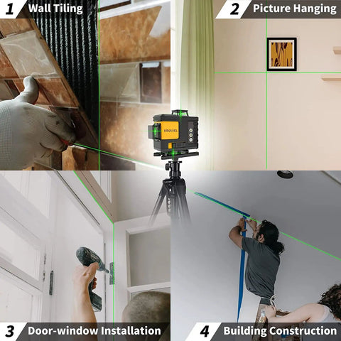 16 Lines Laser Level 4x360 Self Leveling Pro Grade used for wall tiling, picture hanging, door-window installation, construction