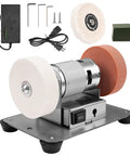 Three-Wheel Mini Bench Grinder With Versatile Wheels for Metal, Wood, Knife Making, Jewelry Buffing and Stone Work shown