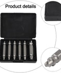 Heavy Duty Double Headed Screw Extractor Set 6 Pieces Removes Stripped Rusty Broken Bolts Like A Champ High Speed Steel Drill Bits 2-12mm Tough Gear For Any Mechanic Job That Needs Serious Guts. Black case with six steel extractors