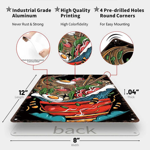 Funny Vintage Metal Signs Ramen Japan Food Tin Sign Poster For Home Room Garage Office Decor 8x12Inch Durable Aluminum