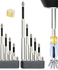 Pro Grade Magnetic Screwdriver Drill Bit Set With Kickass Anti Slip Teeth And Heavy Duty Impact Resistant Design for various screw sizes.