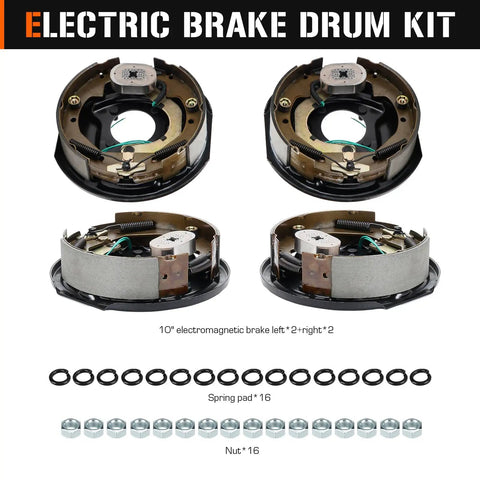 Four Pack 10 Inch By 2-1/4 Inch Electric Trailer Brake Assemblies For 3500 Lbs Axles Left And Right Fits Alko Dexter Quality