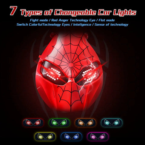 Dope Gesture Sensing Remote Control Stunt Car with red spider face design and 7 changeable colorful car lights.