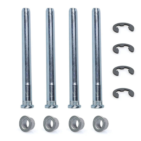 Door Hinge Pin And Bushing Repair Kit For Chevy GMC Fullsize Trucks And SUVs 1988 2002 C1500 C2500 K1500 K2500 K3500 Suburban Tahoe Jimmy Yukon 4 Pins 2 Doors Heavy Duty Galvanized Steel, 4 pins, 4 clips, 4 bushings