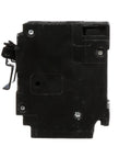 Q22020CT2 Two 20 Amp Double Pole Circuit Breaker For Space Saving Plug In Quadplex One Half Inch Frame UL Listed DIY Friendly Panel Upgrades And Home Wiring black breaker side view