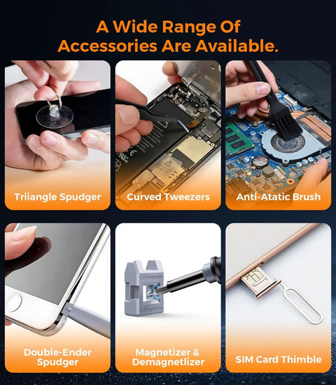 Image showing accessory tools from the 52in1 Mini Precision Screwdriver Set With S2 Military Grade Alloy Bits Magnetic Repair Tool Kit For Phone PC Laptop