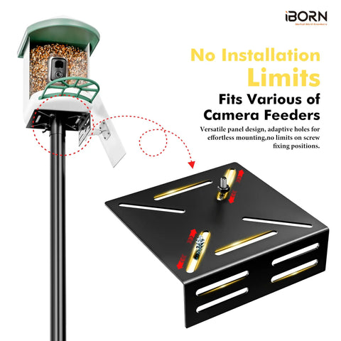 3In1 Bird Feeder Pole Mount Kit With 63 Inch Adjustable Height For Outdoor Birdhouses And Smart Feeders Heavy Duty Bracket Set With Top And Side Mounts