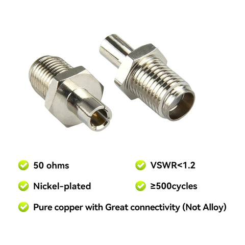 SMA Female To TS9 Male RF Coax Adapter For 4G LTE WiFi And FPV Drones Top Notch Brass Nickel Plated 50 Ohm Impedance Low Loss