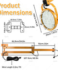 Dimensions diagram of Universal LED Loading Dock Light Heavy Duty 30W Or 50W 3600 Lumens To 6000 Lumens with double swing arm
