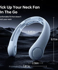 Portable Neck Fan With 5 Speed Gears 6000mAh Hands Free Wearable Bladeless Cooling ergonomic design with measurements