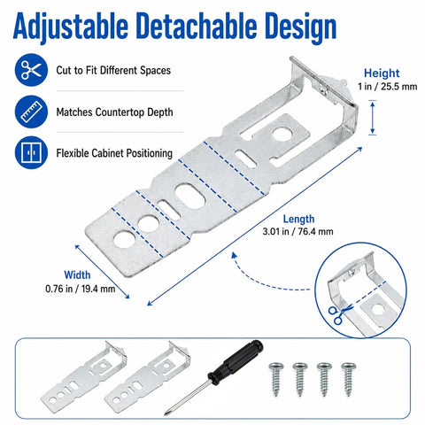Heavy Duty Stainless Steel Dishwasher Mounting Bracket Kit With 2 Pack Screws And Adjustable Wrench for flexible cabinet positioning.