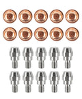 20 Pack Plasma Cutter Consumables Kit With 743.0441 Electrode And 743.0132 Nozzles For PSB60 PSB121 Torch showing copper nozzles and silver electrodes.