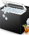 Portable Countertop Ice Maker That Churns Out 9 Ice Cubes In 6 Minutes, 26 Lbs Per Day, Two Ice Sizes, Obsidian Black, ice cubes visible