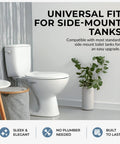 Modern bathroom with white toilet featuring Brushed Nickel Side Mount Toilet Handle Replacement Kit for Universal Toilet Tank Flush Lever.