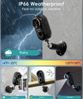 Wireless Outdoor Security Camera With Magnetic Mount No Wires Easy Snap On Mount 130 Degree Field Of View IP66 Weatherproof