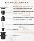 Exploded view of Stainless Steel Garbage Disposal Air Switch Kit For Sink Top Brushed Nickel On Off Button with labeled parts