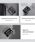 4 Pack TSA Approved Luggage Locks With 3 Digit Combination, Alloy Body Travel Padlocks For Suitcases And Bags
