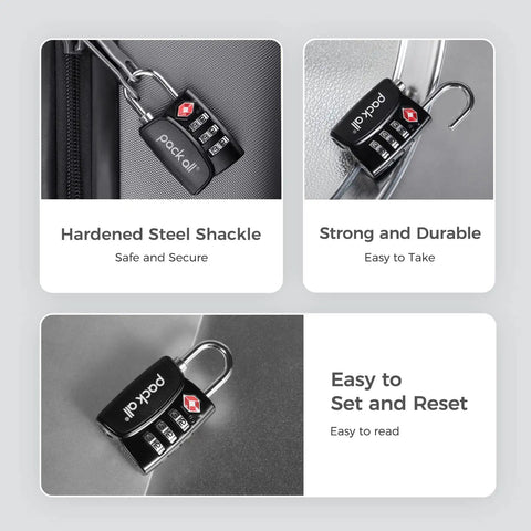 4 Pack TSA Approved Luggage Locks With 3 Digit Combination, Alloy Body Travel Padlocks For Suitcases And Bags