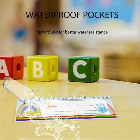 40 Pack Self Adhesive Nameplate Pockets for Desks, Clear 18.9 x 4.7 Inch Outer Pocket Size, Thick 7 Mil, Easy Peel and Stick