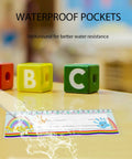 40 Pcs Transparent Desk Nameplate Pockets 12.5 X 4.5 Inch Self Adhesive, 7 Mil Thickness, with colorful ABC blocks background