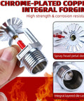 Close-up of Six Pack Copper Chrome Pendent Fire Sprinklers With Half Npt Threading And Fast Response Glass Bulbs for suppression use.